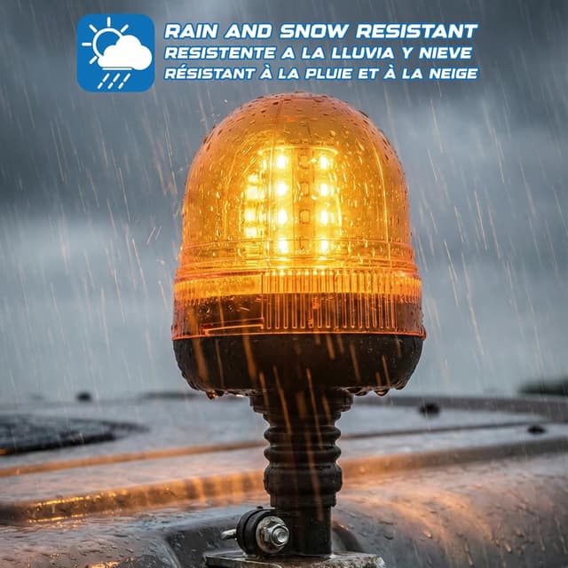 Detalle 2 de Ryme Automotive LED gyrophare orange à base magnétique, signalisation 12/24 V (9–30 V) avec 3 modes