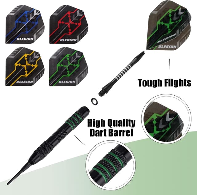 Detalle 2 de BLESION Dartpfeile Kunststoffspitze 18 g Set