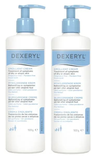 Detalle de Dexeryl Crema 2x500 ml: crema protectora para piel seca y xerosis