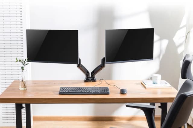 Detalle de ACT AC8312 Monitorhalterung für zwei Monitore (Gasfeder, höhen-/tiefenverstellbar)