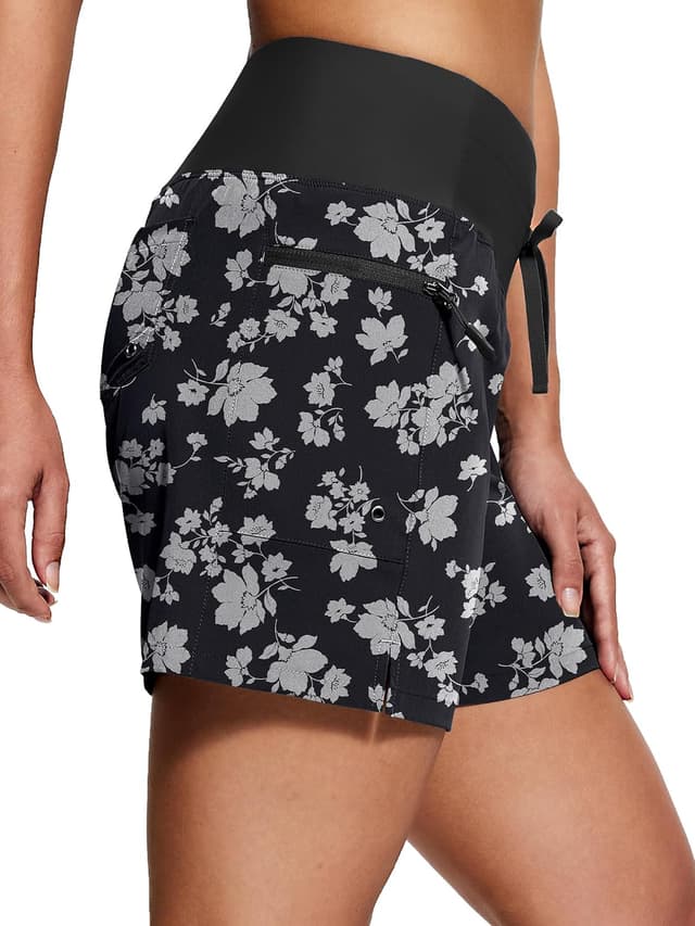 Detalle de ISEEGZ Women’s 5"/9" High Waisted Swim Board Shorts (Quick-Dry, UPF 50+, Liner + Zipper Pockets)