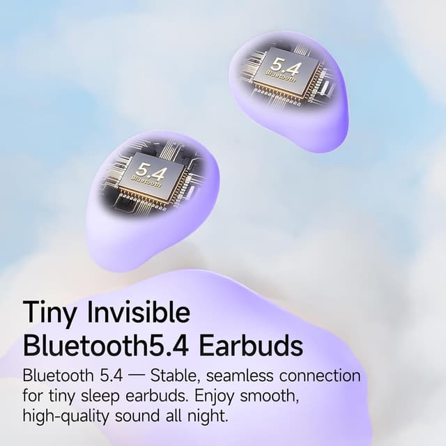 Detalle de Sunvito Sleep Headphones Wireless (Purple) – mini Bluetooth 5.4 sleep earphones for side sleeping
