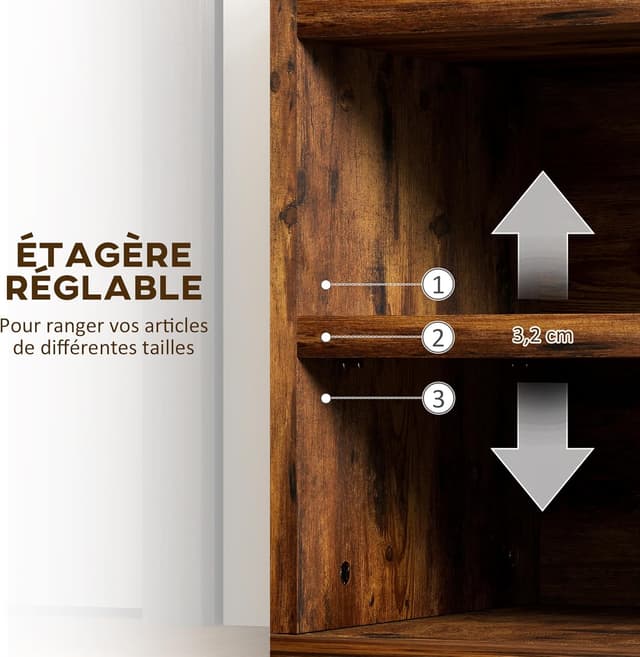 Thumbnail 5 de HOMCOM Banc à chaussures 2 niveaux Bois acajou