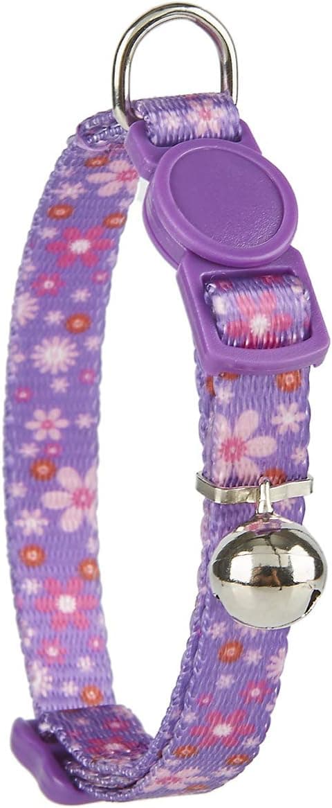 Detalle de YUDOTE Cat Collars (Pack of 2) – Pink & Purple printed quick-release collars with removable bell
