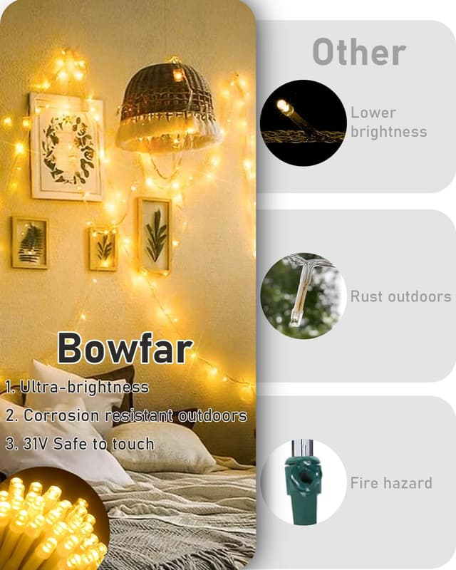 Thumbnail 3 de LED Lichterkette für außen, 20 m mit 200 LEDs, Fernbedienung, Timer & Merkfunktion (warmweiß, IP65)