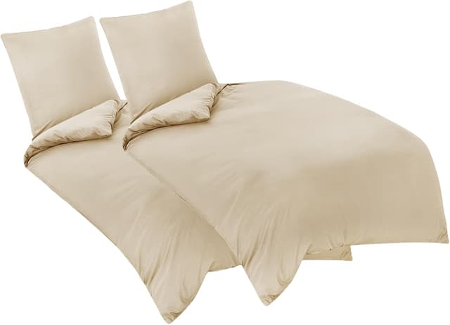 Detalle de Aisbo Bettwäsche 135x200 4-teilig Khaki aus Mikrofaser (mit Reißverschluss, ÖKO-TEX)