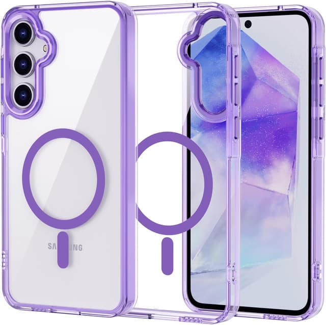 Detalle de XTCASE Coque magnétique MagSafe pour Samsung Galaxy A55 5G avec dos transparent (violet)