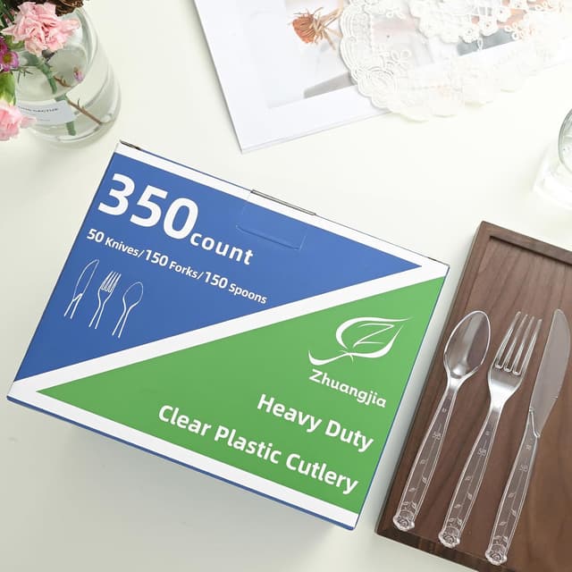 Detalle de 350-Count Clear Extra Heavy-Duty Plastic Forks (BPA-Free), Disposable Party & Everyday Forks