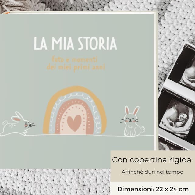 Detalle 2 de HuBorns Album Nascita bambina e bambino per incollare foto e scritte, con oltre 50 pagine e adesivi