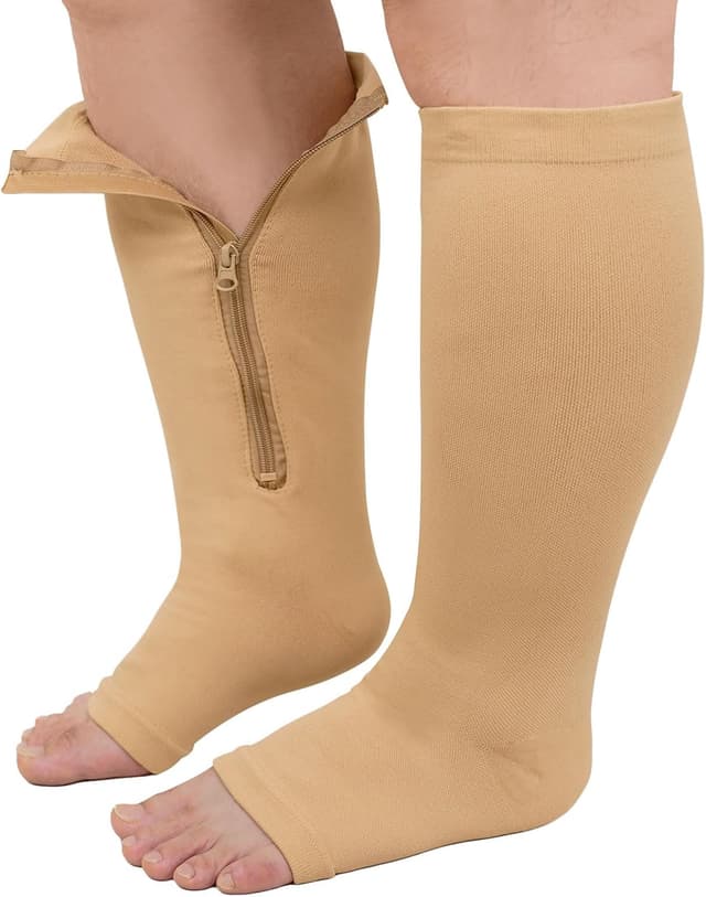 Detalle de PUTUO Calze a compressione graduata con cerniera e punta aperta (taglie forti)