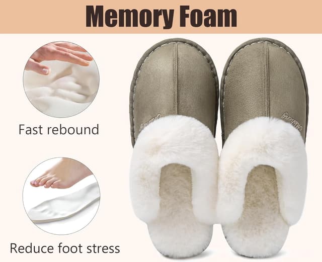 Thumbnail 6 de Misolin chaussons homme/femme en faux daim à doublure mousse mémoire et semelle TPR antidérapante