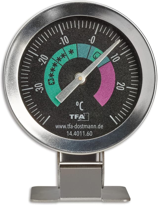 Detalle de TFA Dostmann 14.4011.60 : thermomètre analogique réfrigérateur/congélateur en acier inox