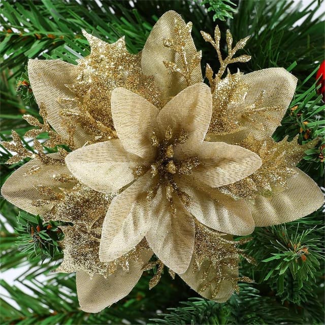 Thumbnail 1 de Weihnachtsblumen Glitzer 14 cm 12er Set