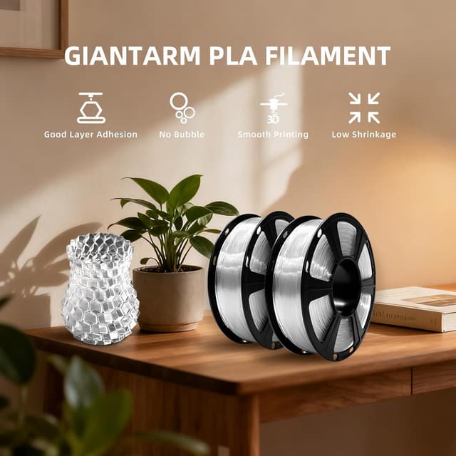 Detalle de GIANTARM PLA Filament 1,75 mm (transparent) – 1 kg Rolle für saubere 3D-Drucke