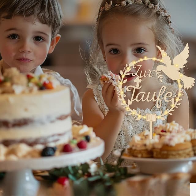 Detalle 2 de Giftota Cake Topper Taufe aus Holz LED