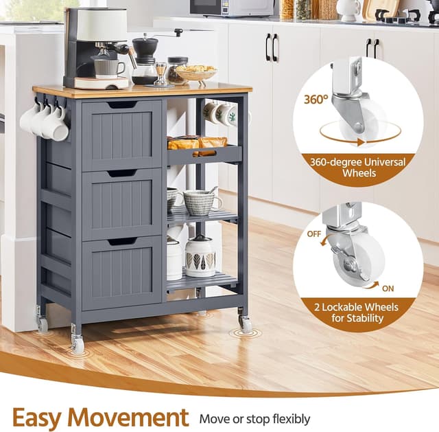 Detalle 1 de Kitchen Storage Trolley Cart 75 kg