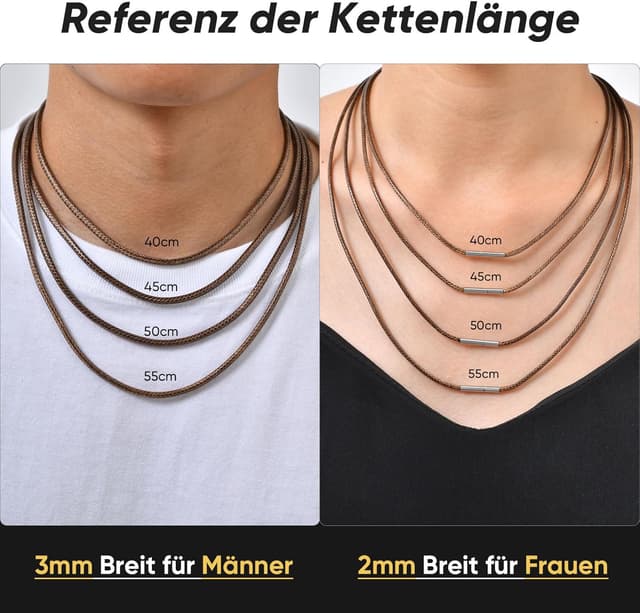 Detalle 2 de VNOX Lederhalskette mit Verschluss, 40 cm