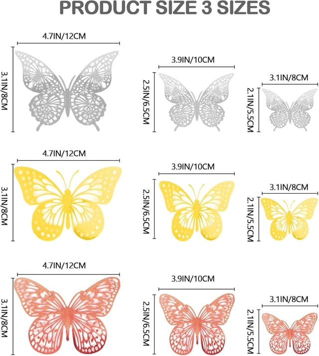 Thumbnail 1 de Bonu Butterfly Decorations 36 Pcs Glitter Toppers