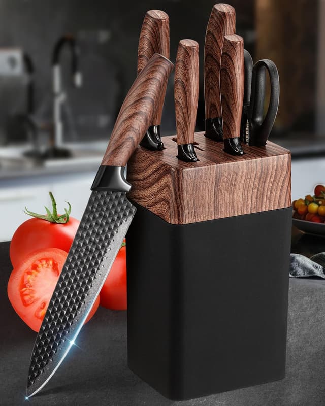 Detalle de Denkich set coltelli da cucina da 7 pezzi con blocco e affilatore integrato