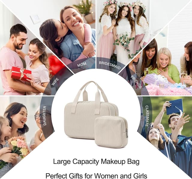 Thumbnail 6 de oscaurt Kosmetiktasche Damen im 2er-Set (Cord Kulturbeutel groß & klein) mit Fächern