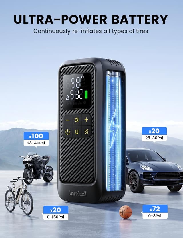 Thumbnail 2 de Lamicall Car Tyre Inflator 150 PSI portable pump