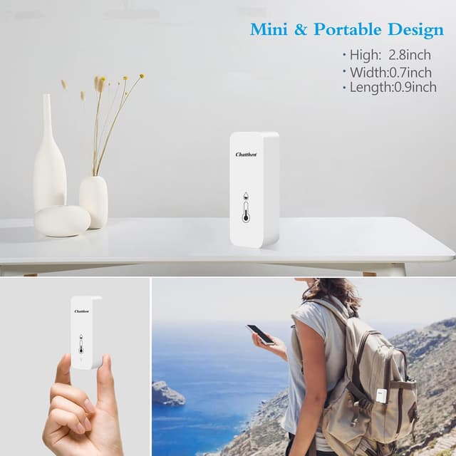Detalle 2 de Chatthen WiFi Thermometer Hygrometer Innen (Tuya, Mini) – 4er-Pack für Temperatur- und Feuchtigkeitsmessung per App