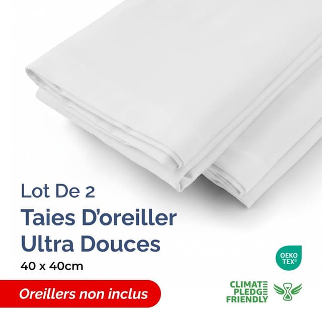 Detalle 2 de CGK Unlimited – Lot de 2 taies d’oreiller 40x40 cm en microfibre blanche