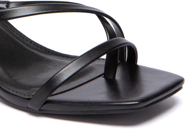 Detalle de SHMCH Kitten Heels for Women Low Strappy Lace-Up Dress Sandals with Square Toe & Ankle Strap