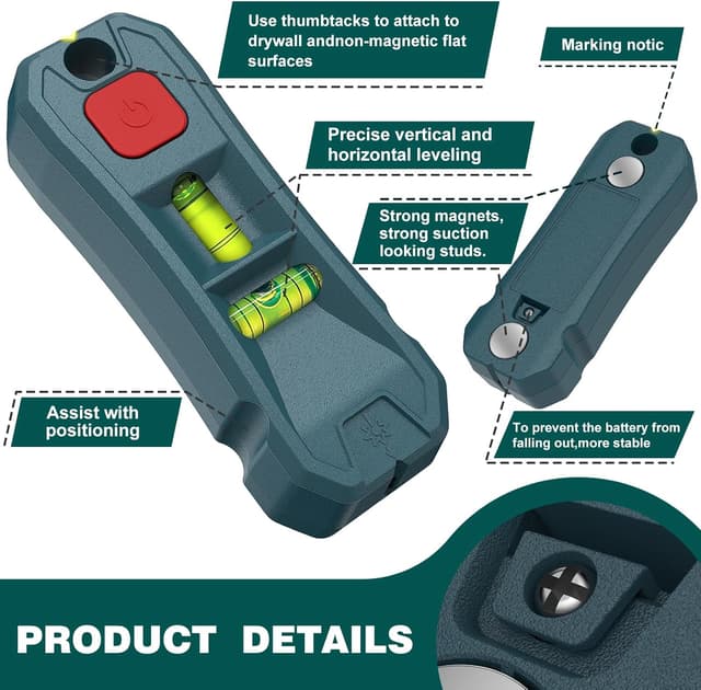 Thumbnail 3 de Level Laser Tool with Magnetic Stud Finder 30ft