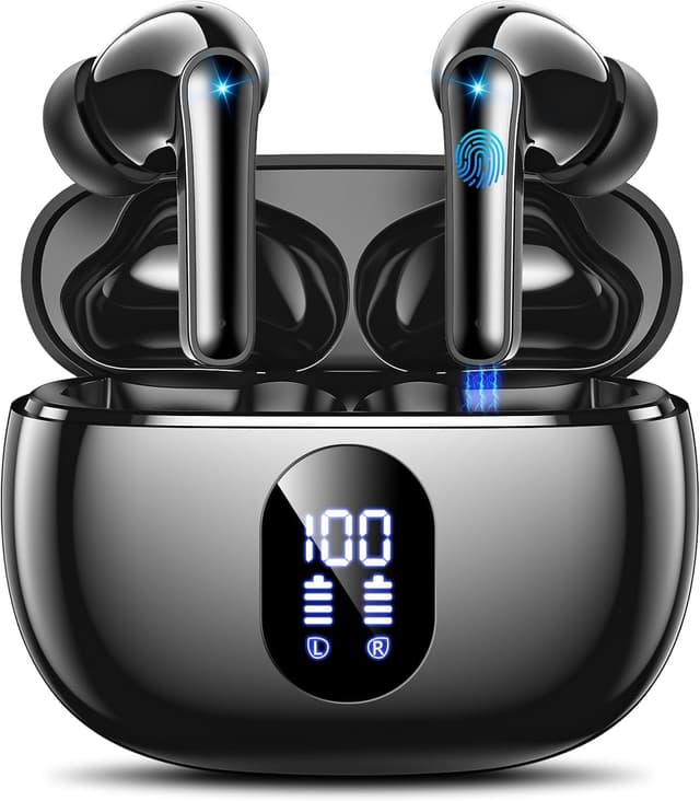 Detalle de ZZU 2026 Bluetooth In-Ear-Kopfhörer kabellos (Bluetooth 5.4, 4× ENC Mikrofone, IPX7) – mit LED & bis zu 48 Std. Spielzeit