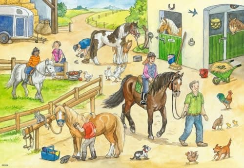 Detalle 1 de Ravensburger Tiere Puzzle Infantil 07833 - Patio de Caballos 🐴