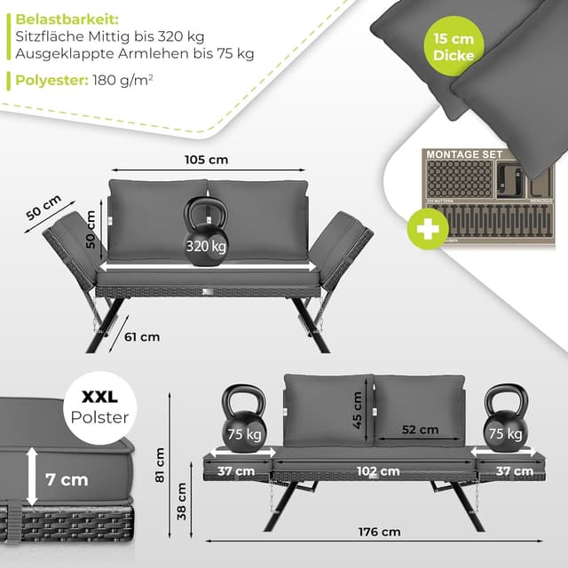 Thumbnail 1 de KESSER® Banco de jardín Luna 4 en 1 reclinable y resistente