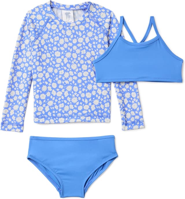 Thumbnail 6 de Maillot de bain fille 3 pièces Amazon Essentials : rashguard à manches longues et bikini à superposer