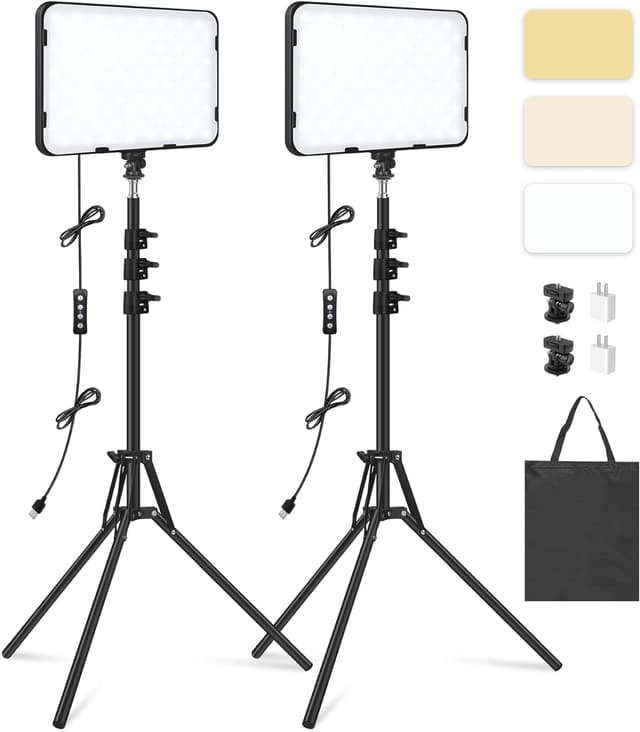 Detalle de Obeamiu 2 Pack LED Video Lights 63" tripod