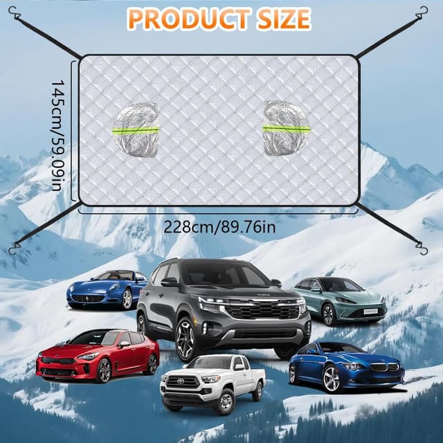Detalle de Alaoo Copri Parabrezza antighiaccio e antigrandine con corda elastica (145×228 cm)