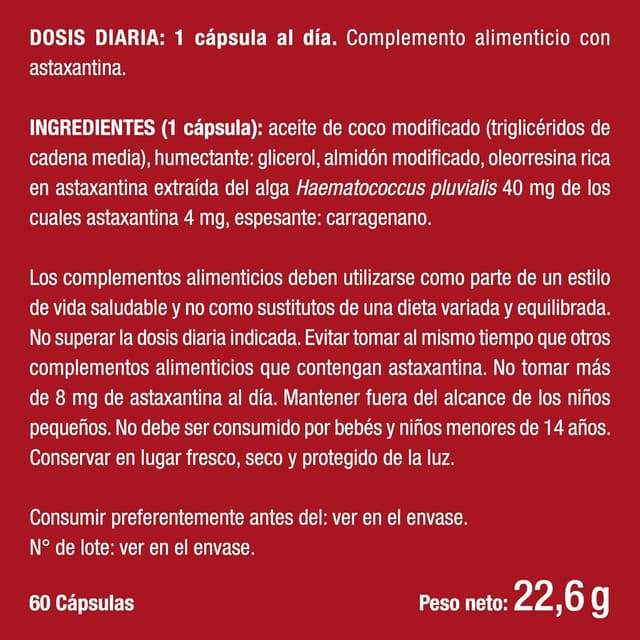 Thumbnail 6 de Nutrimea Astaxantina Pura 4 mg - Antioxidante Vegano y Natural