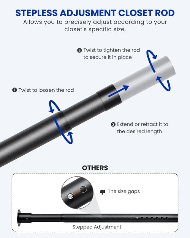 Thumbnail 2 de Supforce Wardrobe Rail 43–97 cm