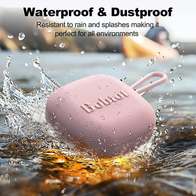 Detalle de Bobtot Portable Wireless Bluetooth Speaker (IPX7) with 16 Hours Playtime, TWS & Built-in Mic – Pink