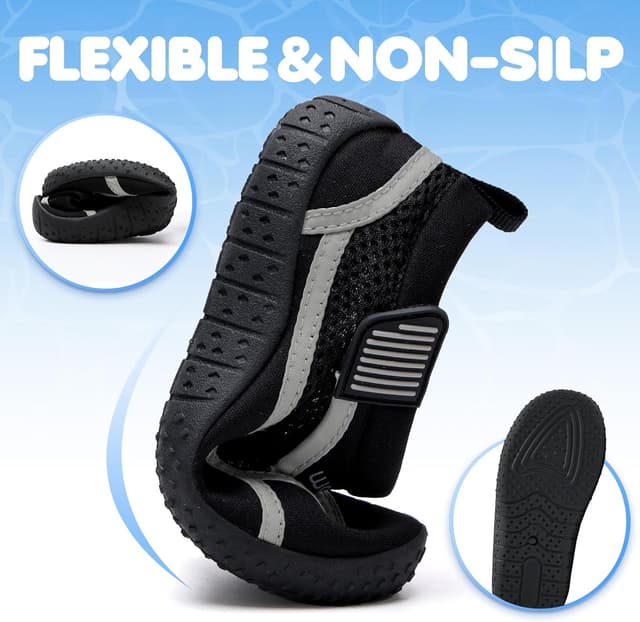 Detalle 2 de WateLves Wasserschuhe für Kinder (Jungen & Mädchen) 22–34 – rutschfest, mit Klettverschluss