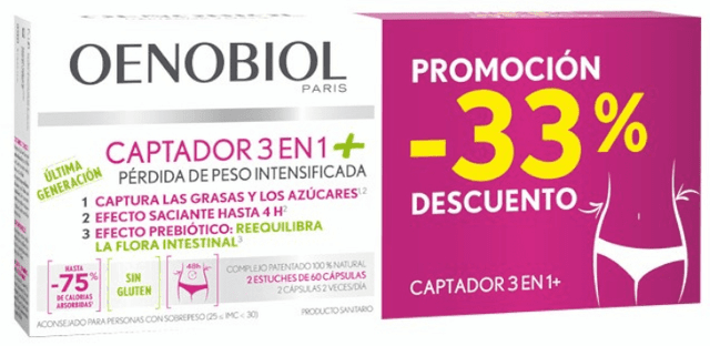 Imagen de Oenobiol Captador 3 en 1 Plus 120 Cápsulas 🌿 ¡33% de Descuento! en OfertitasTOP