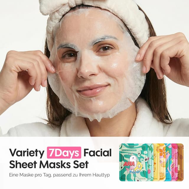 Detalle 2 de ZealSea 7‑Tage Tuchmasken-Set für Glow 🎭