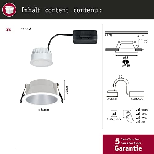Thumbnail 5 de Paulmann 93410 Luminaria empotrable LED 3×6,5 W