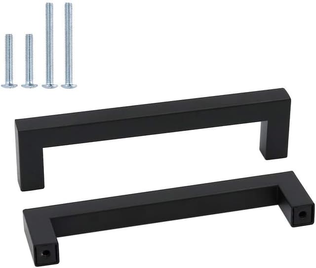 Detalle de goldenwarm 10er Set Küchengriffe aus Edelstahl, Lochabstand 128 mm (schwarz) – LSJ12BK128