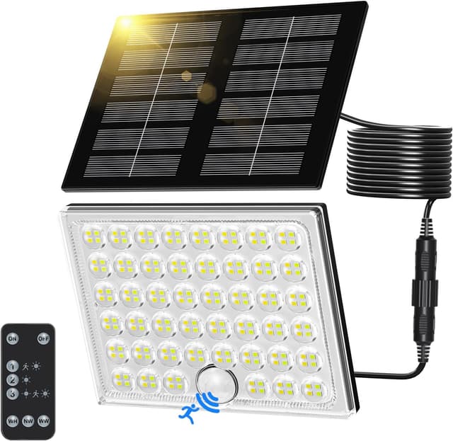 Detalle de Realky Solarlampen für Außen mit Fernbedienung – IP65 Solar-Außenleuchte mit Bewegungsmelder, 3 Farbtemperaturen