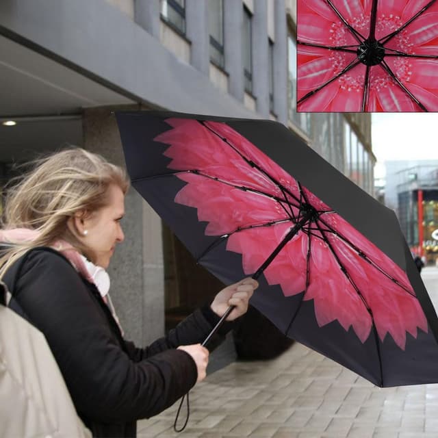 Thumbnail 4 de Aolso Ombrello Pieghevole Antivento con chiusura automatica e UPF 50+, compatto da viaggio