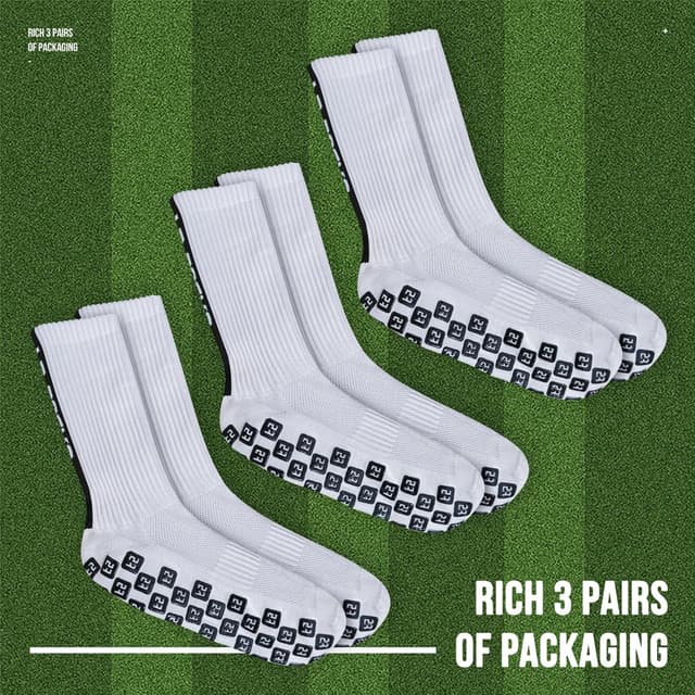 Detalle de AVABEST Chaussettes de sport antidérapantes lot de 3 (football, basket, rugby, trekking) 35-39 à 39-46