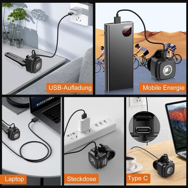 Thumbnail 4 de Antimi Fahrradleuchten-Set, StVZO-zugelassen Beleuchtungsset Led IPX5 Frontlicht + Rücklicht Fahrradlicht Set USB Typ C
Antimi Fahrradleuchten-Set, StVZO-zugelassen Beleuc…