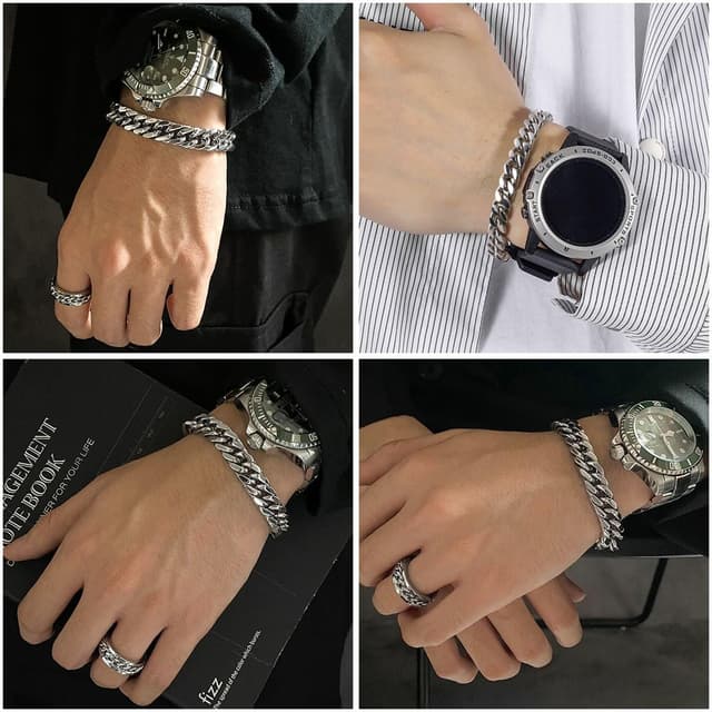 Thumbnail 6 de Flintronic bracciale da uomo in acciaio inossidabile con chiusura magnetica, catena, lunghezza 21/22 cm