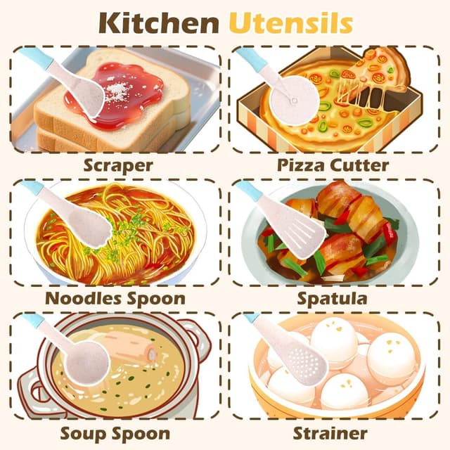 Detalle de RUIDYA Pretend Play Kitchen Set for Kids (35-piece wheat straw accessories) for toddlers aged 3+