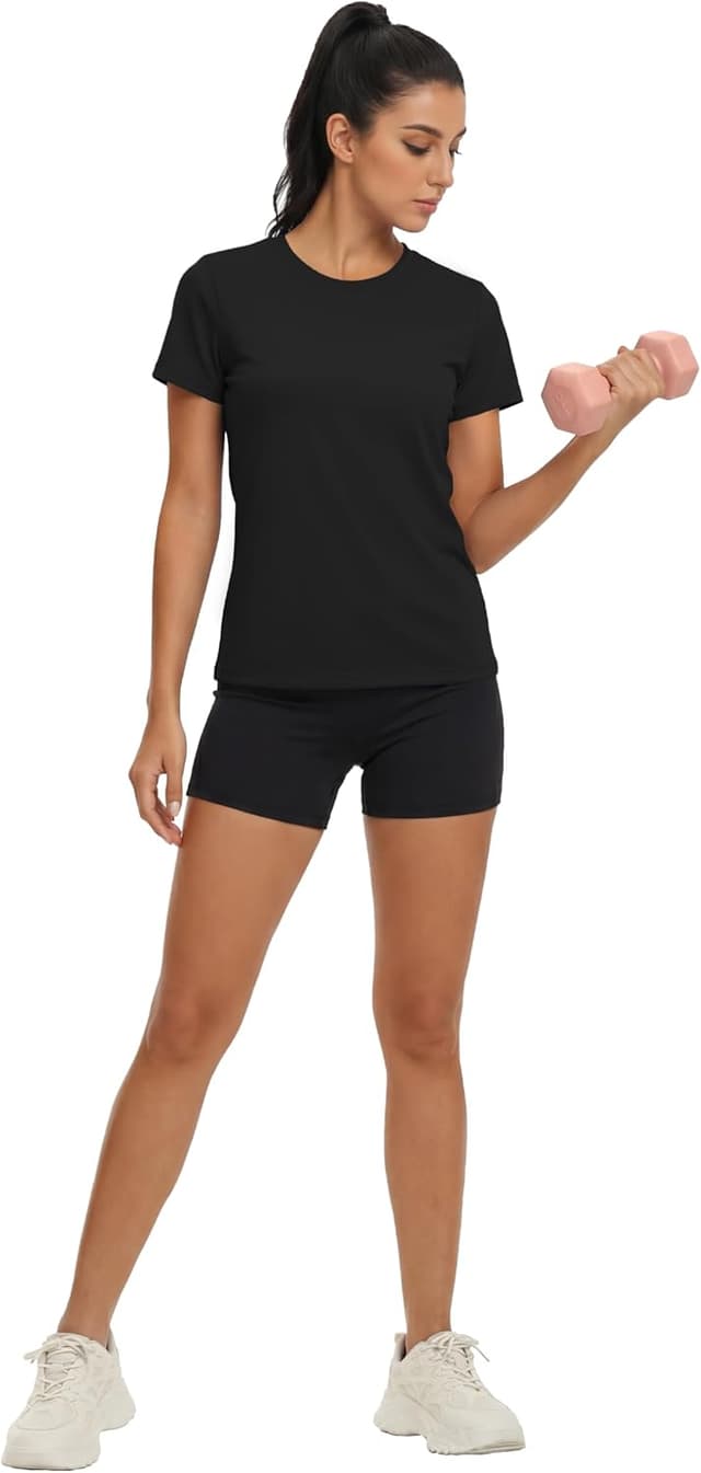 Detalle de MAGCOMSEN Damen UV-Shirt Kurzarm – Funktionsshirt für Sport, Yoga, Wandern & Wassersport